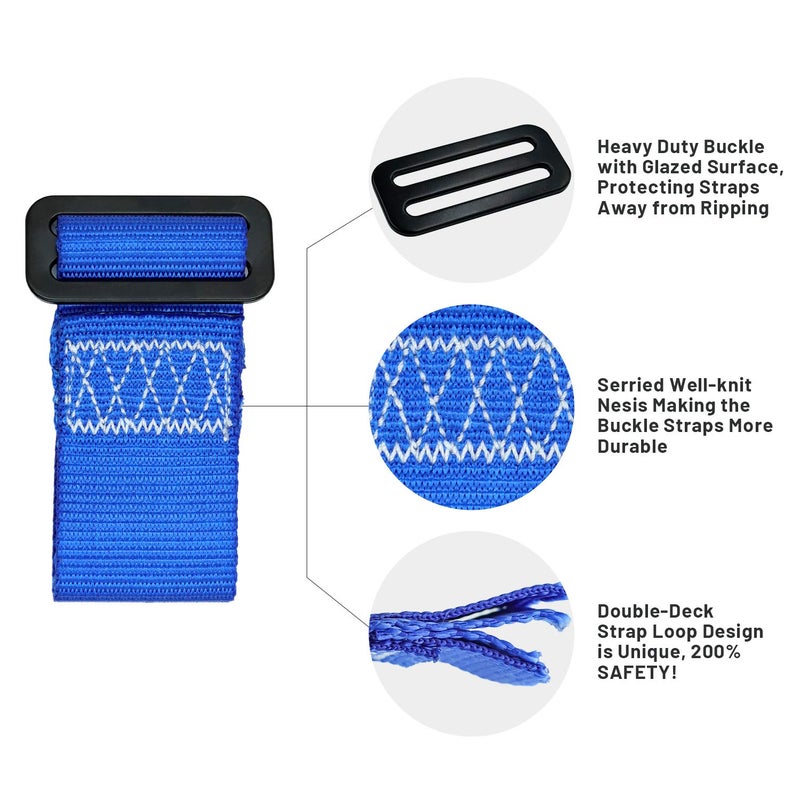 Rainbow Craft Ninja Slackline Buckle Straps - 8pc Removable Hanging Loops for Ninja Obstacle Course Training, Attaching Ninja Obstacle Accessories - Durable Buckle Straps - Blue Color - Image 2